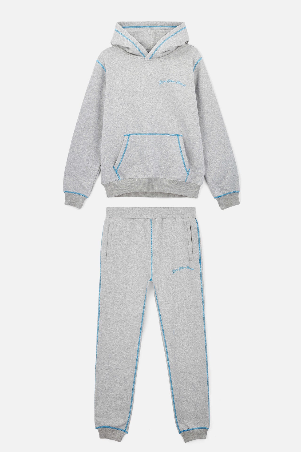 Grey*Baby Blue Flatlock Tracksuit