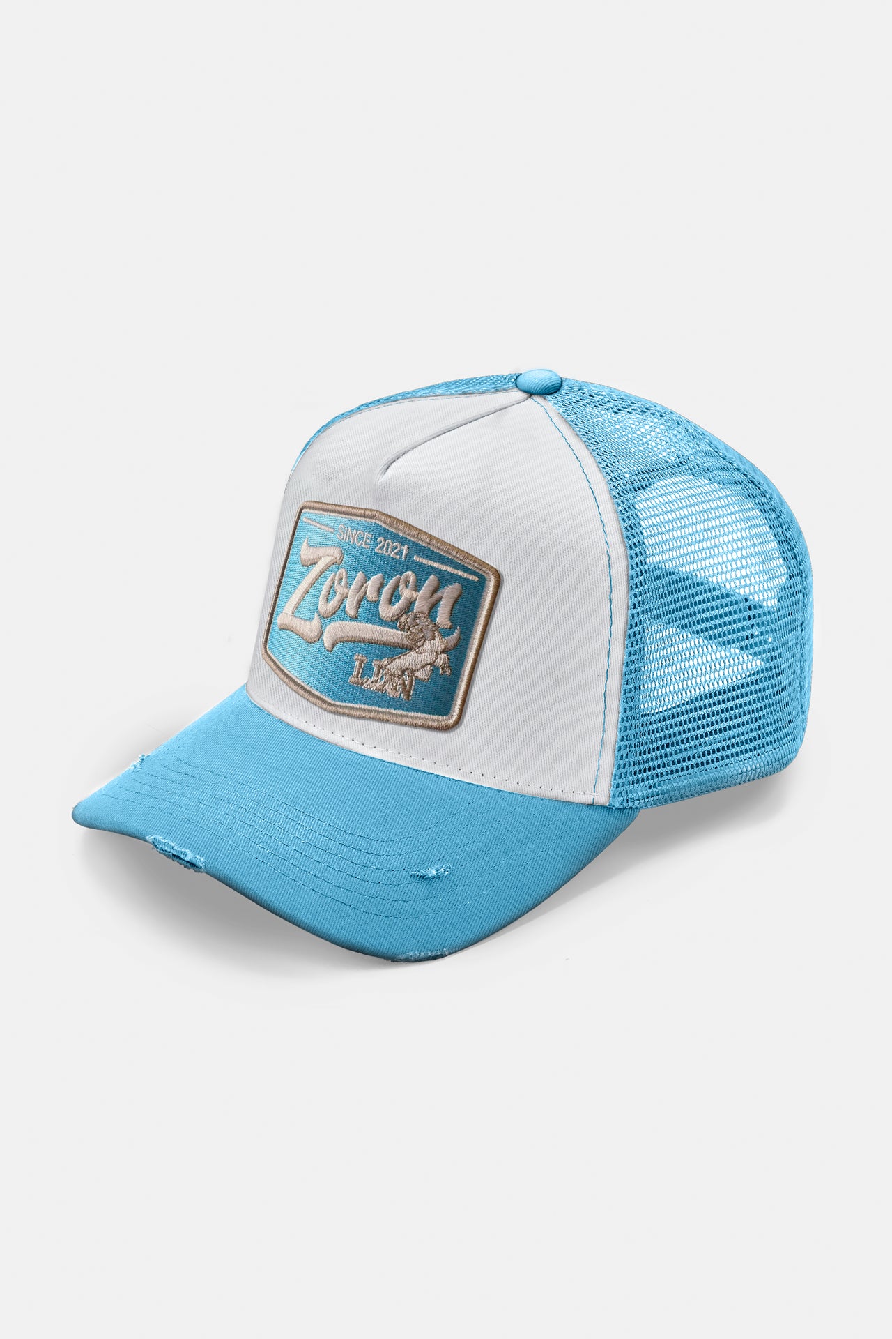 TIGER SCRATCH PATCH CAP *BABY BLUE/WHITE*