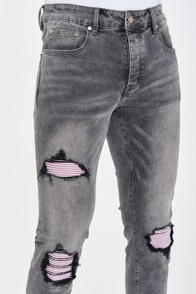 Grey and Pink Bandana Jeans