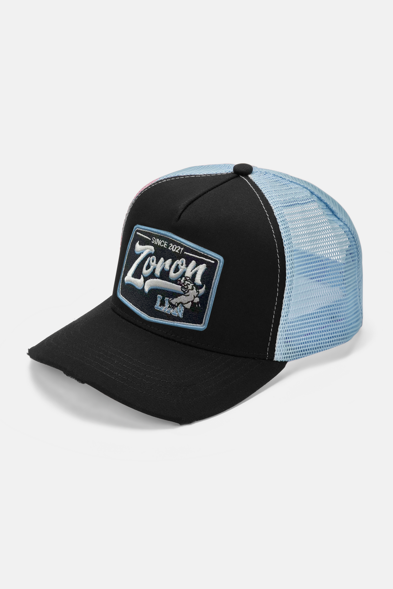 TIGER SCRATCH PATCH CAP *BLACK/BABY BLUE*