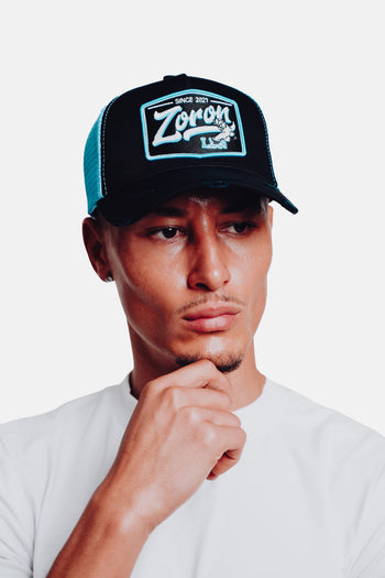 TIGER SCRATCH PATCH CAP *BLACK/BABY BLUE*