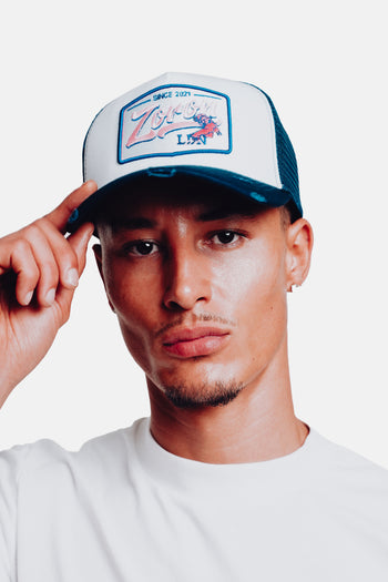 TIGER SCRATCH PATCH CAP *NAVY/WHITE/PINK*