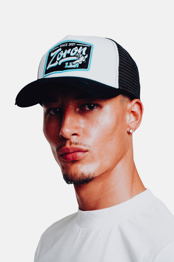 TIGER SCRATCH PATCH CAP *BLACK/WHITE/BABYBLUE*