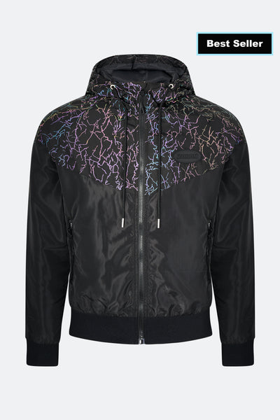 Black Multi Lightning Reflective Windbreaker - Zoron Black Multi Lightning Reflective Windbreaker - Zoron