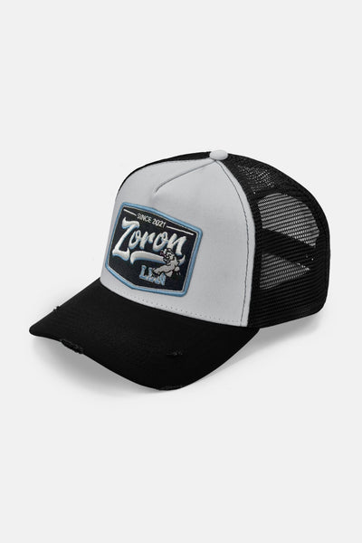 TIGER SCRATCH PATCH CAP *BLACK/WHITE/BABYBLUE* - Zoron