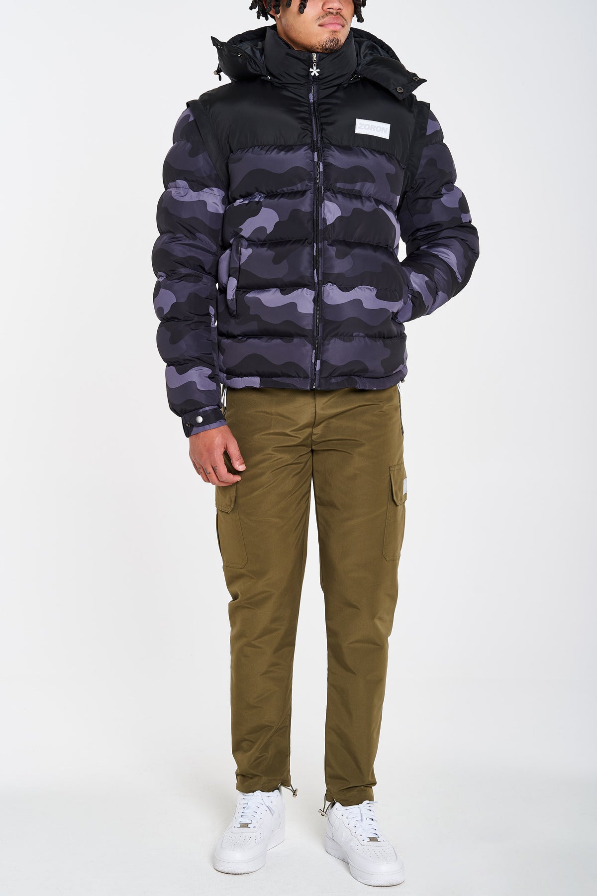 Black Camo Puffer Body Warmer Zoron