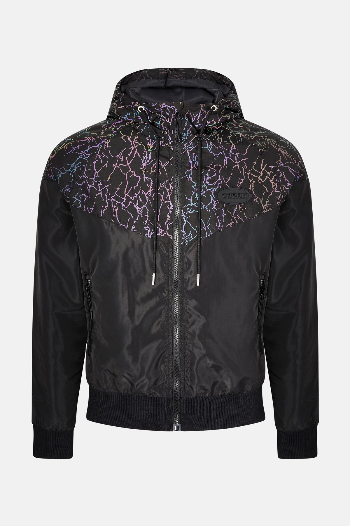 Zoron Black Multi Lightning Reflective Windbreaker – Zoron